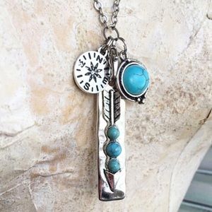 Boho Inspired Chalk Turquoise Arrow Necklace,